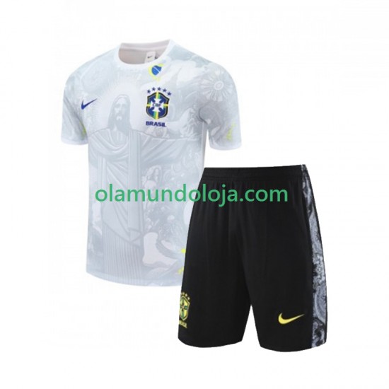 Brasil Special JESUS Football Shirts Criança Equipamento Primeiro 2024-2025 Manga Curta